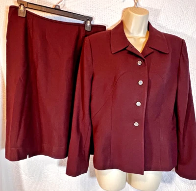 Le Suit Mujer Falda Traje 14 Pequeño Púrpura Blazer Chaqueta Carrera Noche Lana Foto 1 de 4