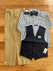 Tommy Boys Suit Shirt, Vest & Pants Bow Toddler Size 7 Dress suit Set Of 4 - Picture 1 of 5