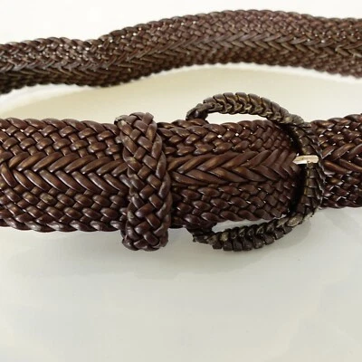 Cinturón Mujer Mediano Marrón Trenzado Imitación Cuero Grueso Vestido Boho Oscuro Hecho a Mano Foto 1 de 4