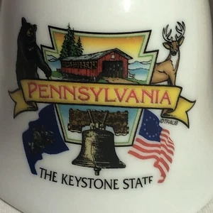 Vintage Ceramic Bell Souvenir PENNSYLVANIA US State Dinner Bell White and Gold - Picture 1 of 5