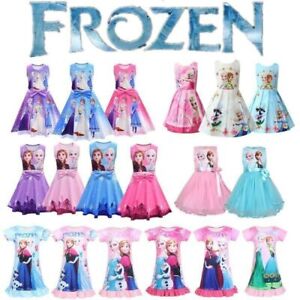 Kids Girl Frozen Anna Elsa Tutu Dress Birthaday Party Princess Prom Skater Dress