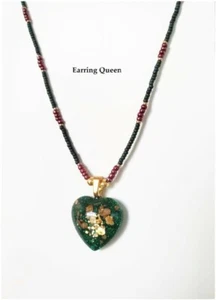 Emerald Green Heart Necklace for Women - Picture 1 of 4