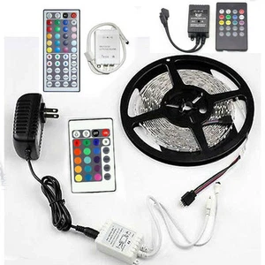 5M 3528 SMD 300Leds RGB LED Flexible Strip Light /12V DC Power Supply /IR Remote - Picture 1 of 23