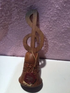 Campana de madera ANRI italiana vintage tallada en madera flor nota musical - Imagen 1 de 3