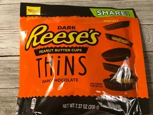 4 Pack Dark REESE'S Peanut Butter Cups Thins Chocolate 7.37 oz each bag - Picture 1 of 3