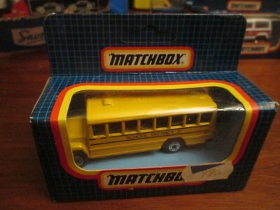 Autobús escolar Matchbox International Blue Box 1987 diecast MB-47 de colección nuevo en stock Foto 1 de 3