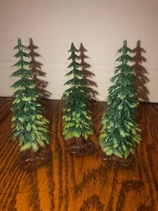 3 Vintage Plastic Christmas Pine Evergreen Trees-5" Tall - Picture 1 of 4