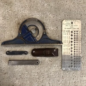 Vintage Machinist Lot Winkelmesser Schraubmesser allgemeiner Bohrer Draht Messhähne - Bild 1 von 13