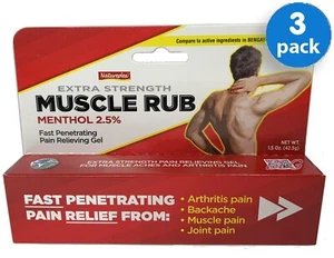 MUSCLE RUB Extra Strength Fast Penetrating Menthol 2.5% Pain Reliver 1.5oz 3Pack - Picture 1 of 2