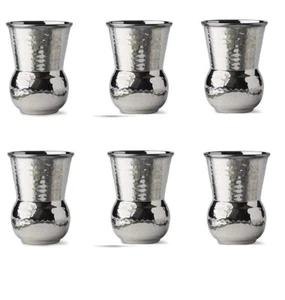 Stainless Steel Moroccan Hammered Tumbler Mughlai Drinking Glass 375ML Set Of 6 - Picture 1 of 6