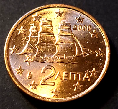 2002 Greece 2 Euro Two Cent Coin - KM#182 - BRILLIANT UNCIRCULATED EUROPE - Image 1 of 4