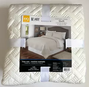 VCNY Home Ivory Quilt, Full/Queen Solid Basket Weave 86"x90", New - Picture 1 of 5
