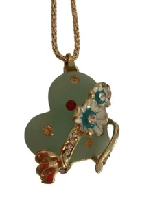 New Betsey Johnson Necklace Green Love Decorative - Picture 1 of 7