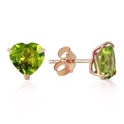 14K. GOLD STUD EARRING WITH NATURAL PERIDOTS (Yellow Gold) - Image 1 of 4