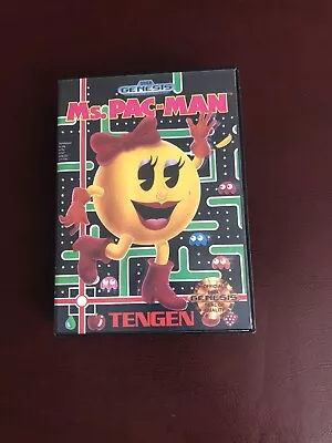 Sega Genesis Ms Pac-Man Tengen Video Game USA 1991 Game & Manual - Not Tested - Image 1 of 4