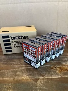 6PK Brother P-touch Label Maker Tape TZ-S241 Black on White 18mm 3/4” - Picture 1 of 3