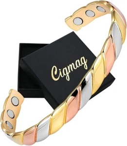 Lymphatic Drainage Copper Magnetic Bracelet for Women 99% Solid,Tricolor Pattern - Picture 1 of 9
