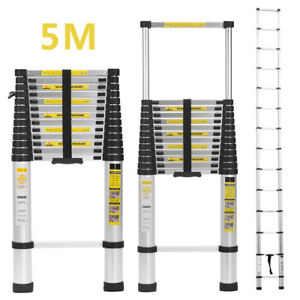 5M Telescopic Aluminium Ladder Multi Purpose Extension Step Adjustable New