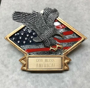 "God Bless America" Bald Eagle and Flag Plaque - Picture 1 of 3