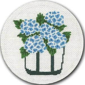 Needlepoint Handpainted Christmas CBK Gathering Bag w/ Hydrangea 4.5" - Picture 1 of 4