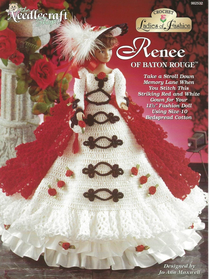 Renee of Baton Rouge Crochet Ladies of Fashion Barbie Dress Hat Purse Stroll NEW - Image 1 of 2