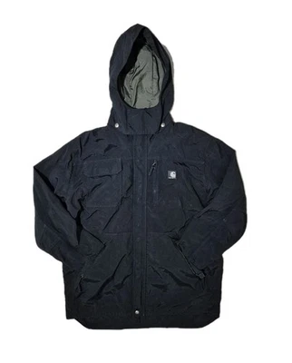 Carhartt Dearborn Weatherproof Jacket Mens *Fits L Black Full Zip Snap Hooded  - Image 1 of 4