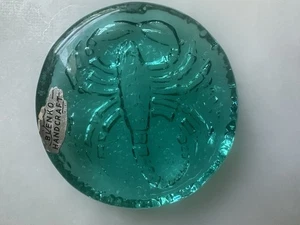 Blenko Scorpion Paperweight Blue Green Glass Scorpio Zodiac Horoscope - Picture 1 of 7