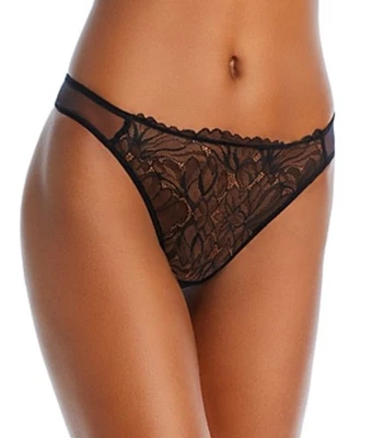 Tanga de renda Calvin Klein feminina floral transparente QF7352 preta XL MSRP $24 - Imagem 1 de 4