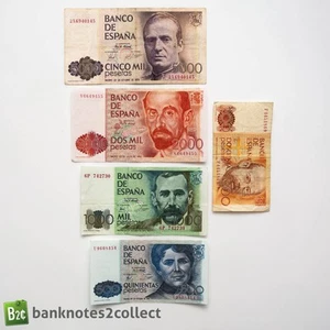SPANIEN: 5er Set Spanische Peseta Banknoten. - Bild 1 von 3