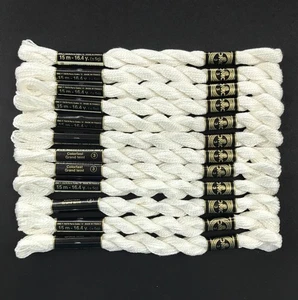12 DMC Cotton Perle WHITE Size 3 Skeins Embroidery Floss France New Blanc Pearl - Picture 1 of 5