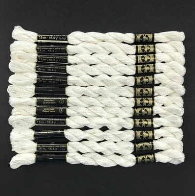 12 DMC Cotton Perle WHITE Size 3 Skeins Embroidery Floss France New Blanc Pearl - Image 1 of 4