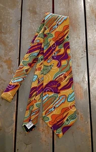 Rare Vintage 80's Italian New Wave Memphis Milano Style Silk Tie - Picture 1 of 5
