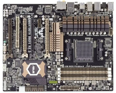 ASUS SaberTooth 990FX R2.0 AM3+ support FX4100 6120 8370 9590 CPU Motherboard - Image 1 of 2