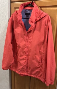Vintage Lands End Womens Spring Rain Jacket Light CORAL/SALMON Size LARGE 14/16 - Picture 1 of 6