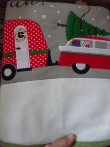 Holiday Time Christmas Oh What Fun Fleece Tree Skirt Camping Gray White 48" - Picture 1 of 3