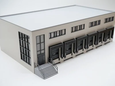 H0 Logistikhalle Lagerhalle mit Büro - 6 Tore (Bausatz) - Bild 1 von 4