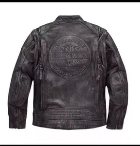 RARE HARLEY-DAVIDSON MOTORCYCLE MEN'S HALF MILE LEATHER JACKET - Picture 1 of 3