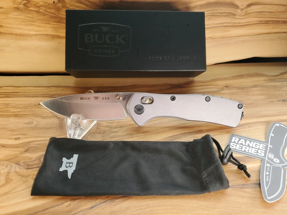 Buck Range Elite W/ Grey Aluminum Handle Scales & MagnaCut Folding Pocket Knife - Image 1 of 4