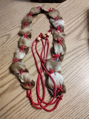 VTG Handmade 1970s Link Real Fur Hippie Belt 28 inch with ties - Image 1 of 4