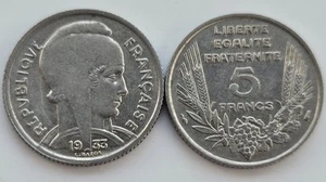 5 francs BAZOR 1933 NICKEL Choisissez QUALITE & QUANTITE - Picture 1 of 2