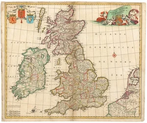 c. 1680 de Wit Map of British Isles 'Nova totius Angliae, Scotiae et Hiberniae' - Picture 1 of 1