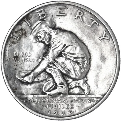 Medio dólar S California Commem 1925 90 % plata extra fino limpio ver fotos J065 Foto 1 de 3