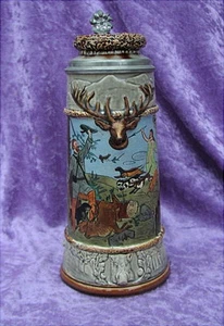 Rarer alter Jagdkrug um 1900 Beer Stein - Bild 1 von 10