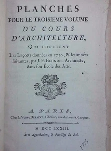 ~RARE~ Planches pour les volumes du Cours d'architecture de BLONDEL 1773 77 BOOK - Imagen 1 de 11