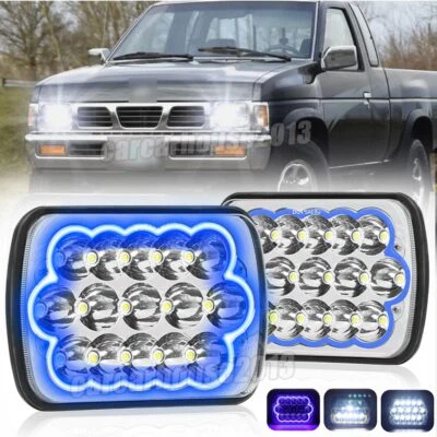 For Nissan Pickup Hardbody D21 2PCS 7x6" LED Headlights H4 Blue DRL Hi/Lo DOT - Image 1 of 4