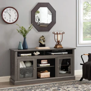 TV Stand for TVs Up to 65'', Dark Walnut/Black Media Console with Storage Space - Picture 1 of 14