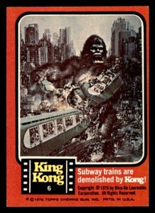 1976 Topps King Kong #6 Subway trains are demolished by Kong! EX/MT