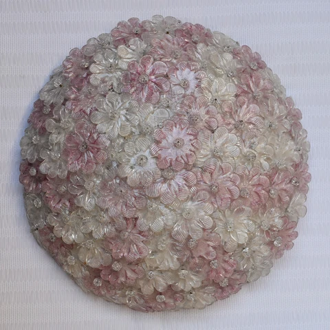 VINTAGE 60's LARGE BAROVIER TOSO MURANO FLOWERS GLASS FLUSH MOUNT CEILING LIGHT Cover