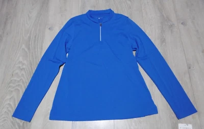 Camisa de golf-tenis Sofibella XL para mujer azul océano LS cuello falso cuarto cremallera Foto 1 de 4