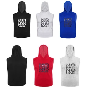 Men's Hooded Tank Tops Bodybuilding Muscle Sleeveless Gym Vest Workout AU - Picture 1 of 67